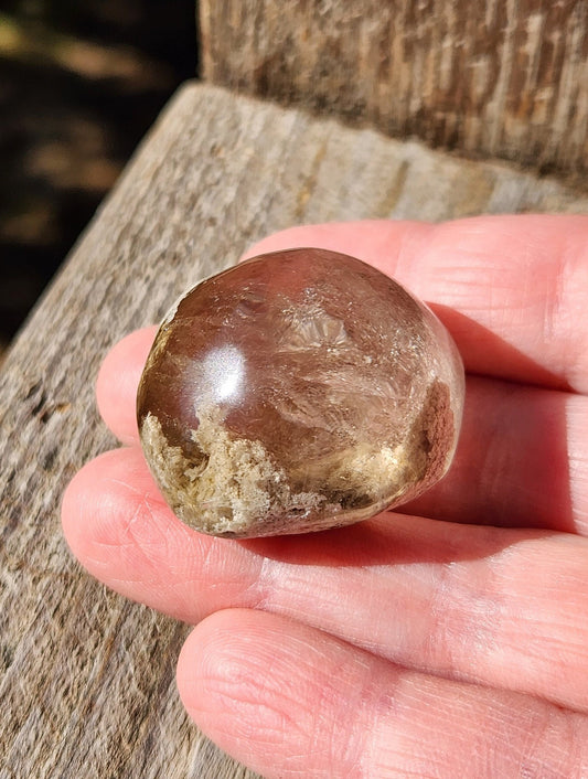 Gorgeous AAA Smoky Garden Quartz Crystal Tumble with inclusions, Lodolite