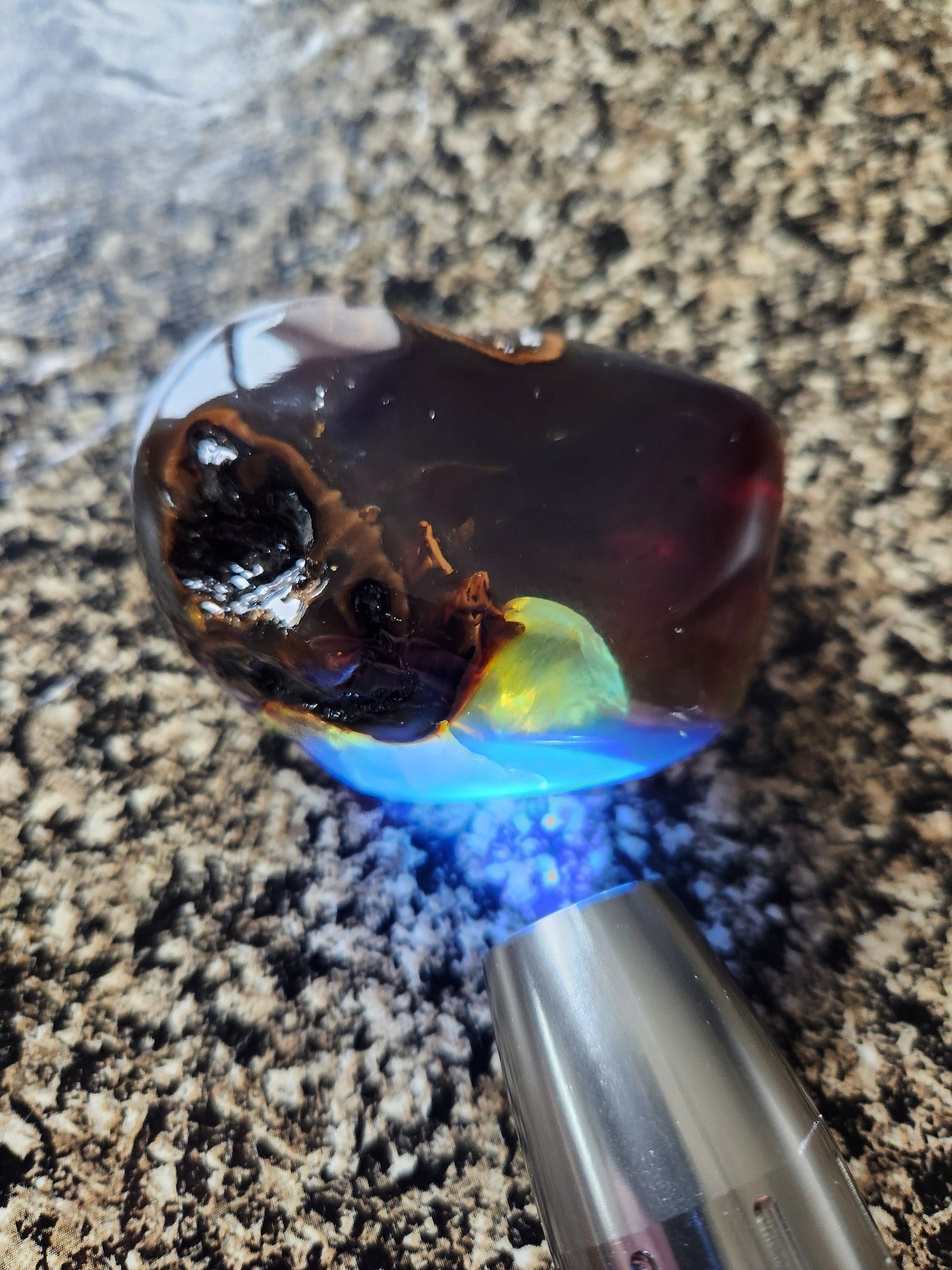 Rare Blue UV Reactive Amber Specimen Chunk