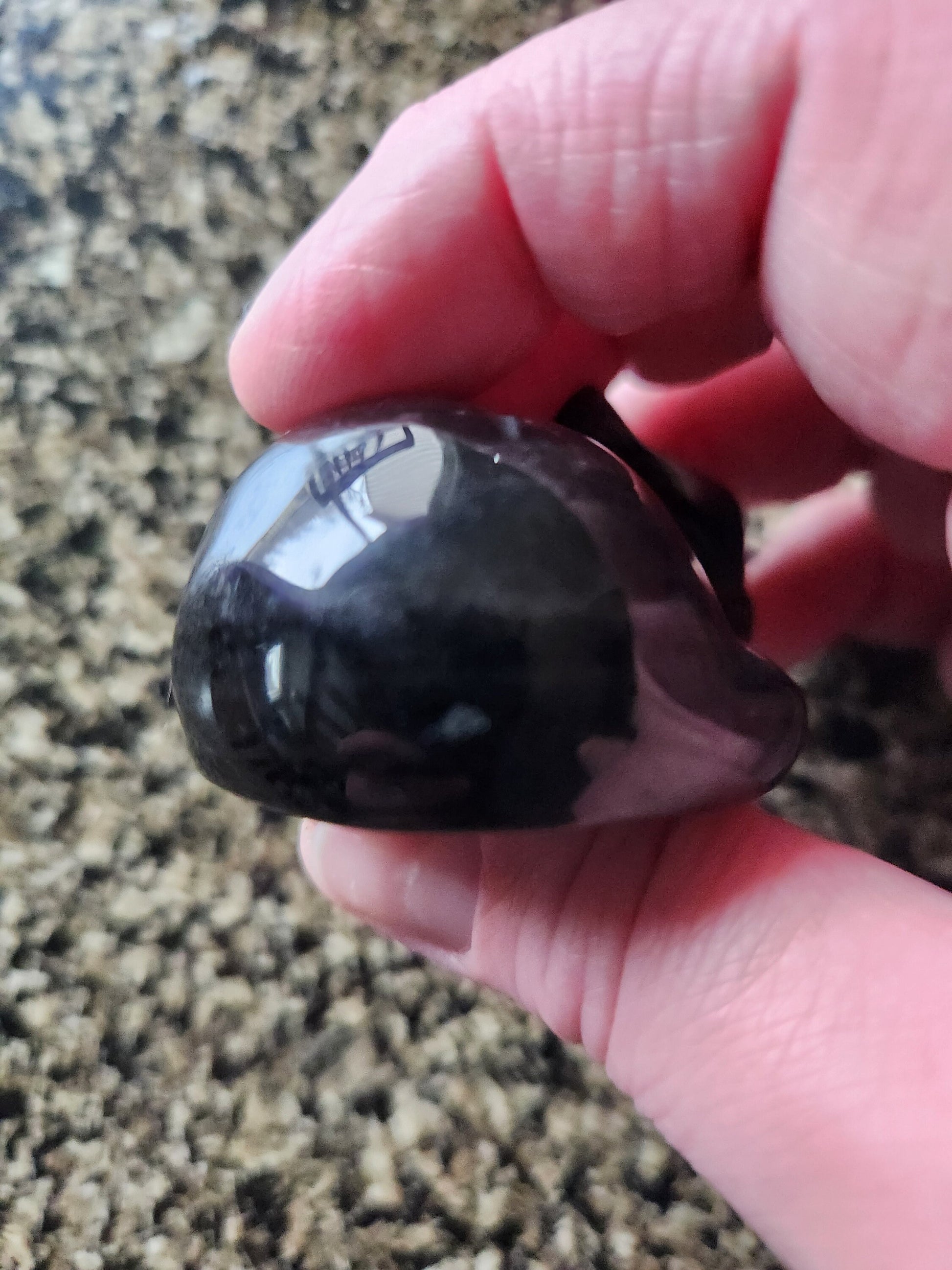 Super Cute Silver Sheen Obsidian Sleeping Cat Natural Stone Crystal with flash