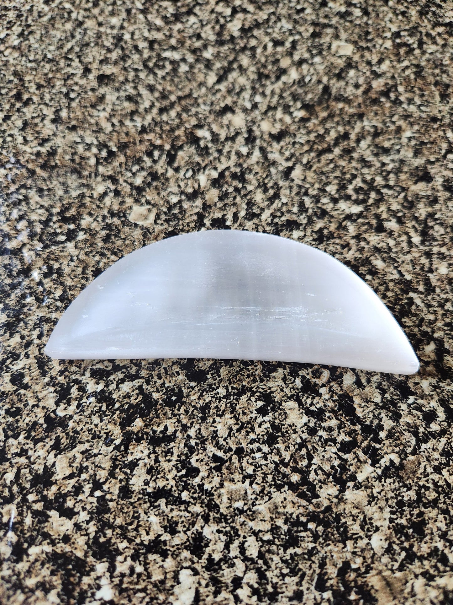 Beautiful Selenite Crystal Half Moon Shallow Bowl Tray Charging