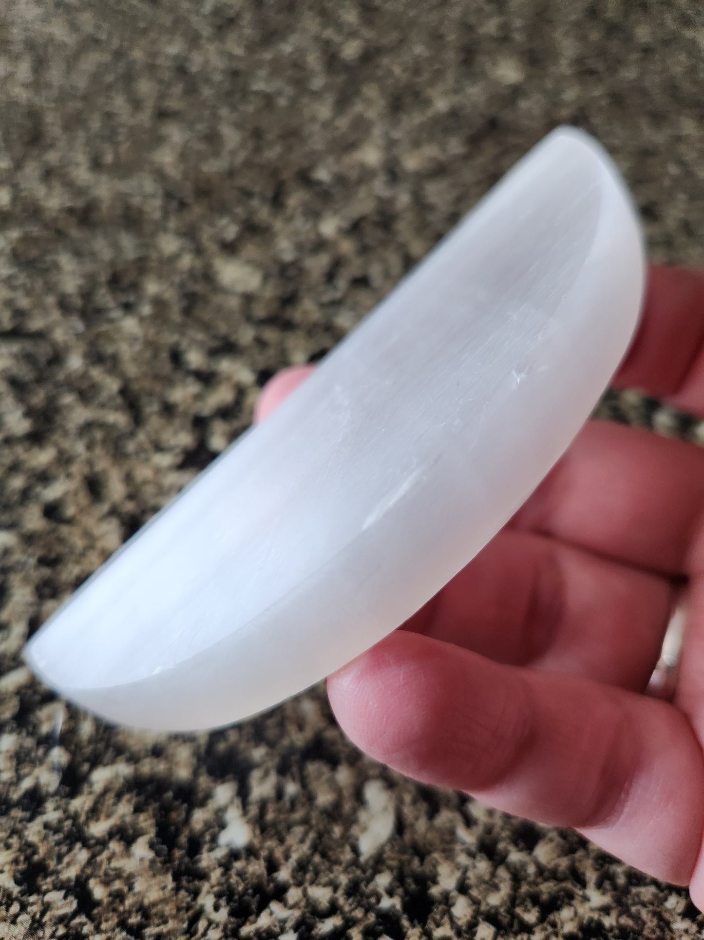 Beautiful Selenite Crystal Half Moon Shallow Bowl Tray Charging