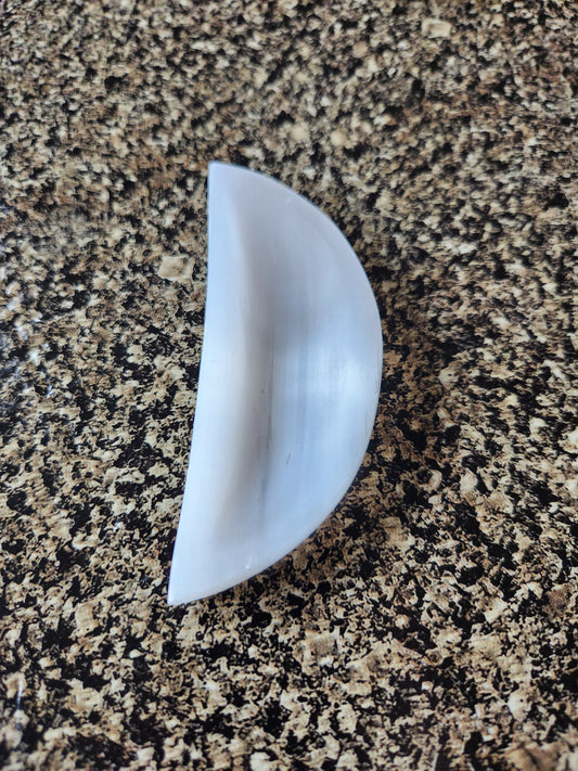 Beautiful Selenite Crystal Half Moon Shallow Bowl Tray Charging