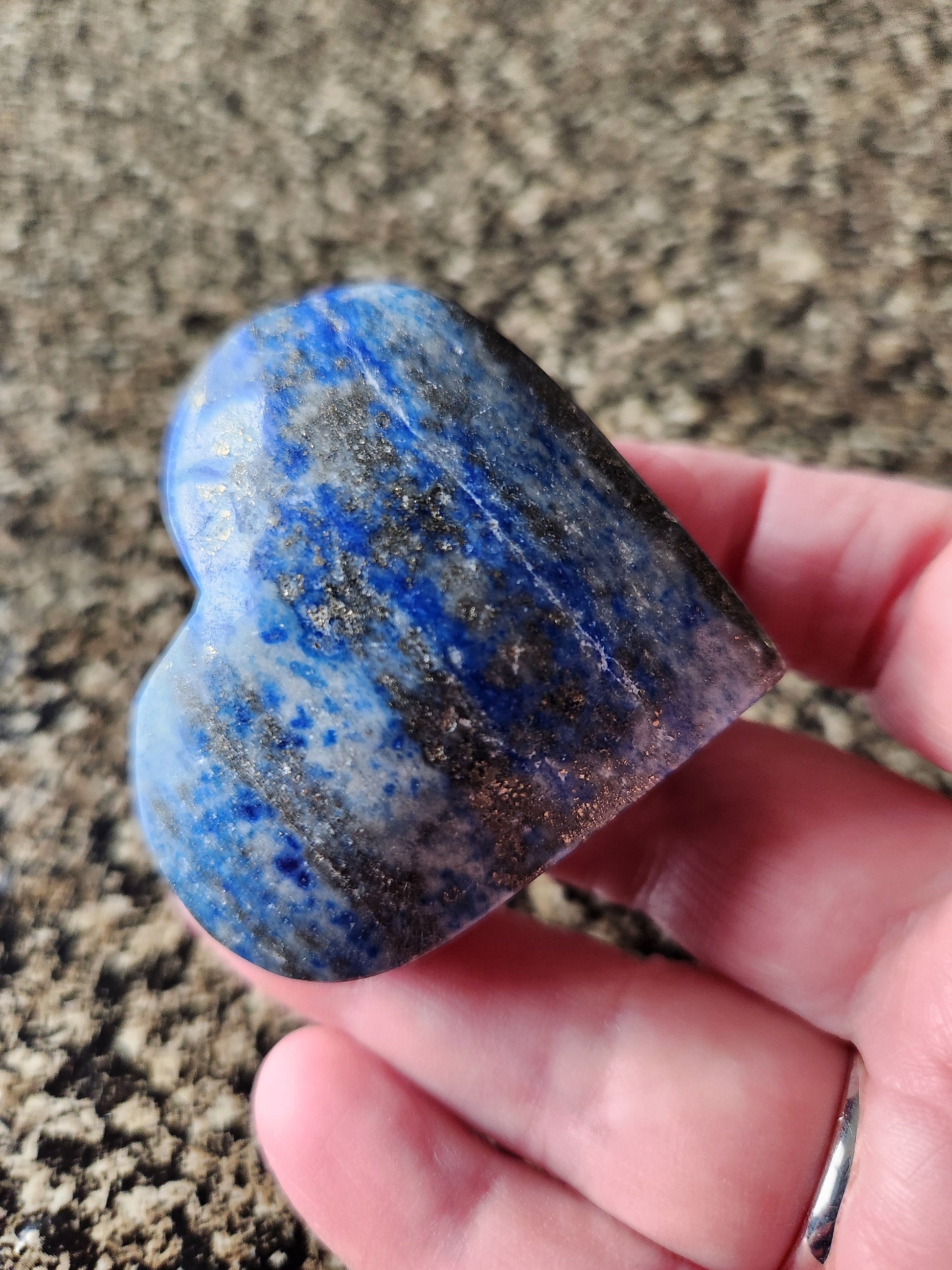 Gorgeous AAA Thick Lapis Lazuli Crystal Stone Heart with a lot of pyrite