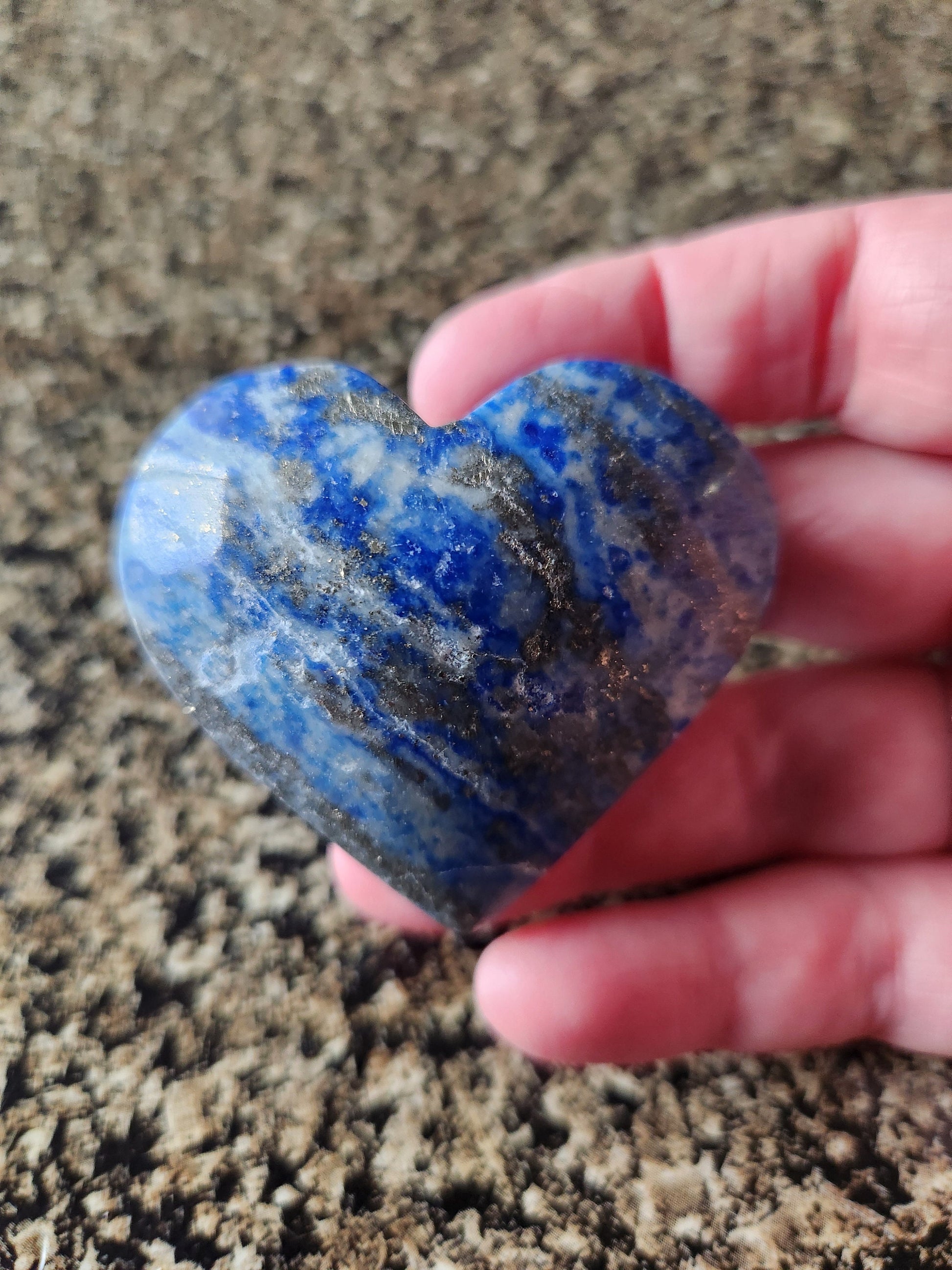 Gorgeous AAA Thick Lapis Lazuli Crystal Stone Heart with a lot of pyrite