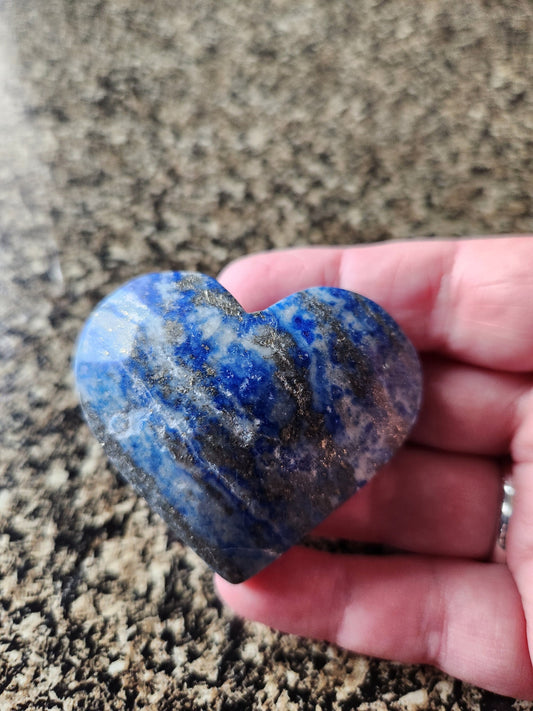 Gorgeous AAA Thick Lapis Lazuli Crystal Stone Heart with a lot of pyrite