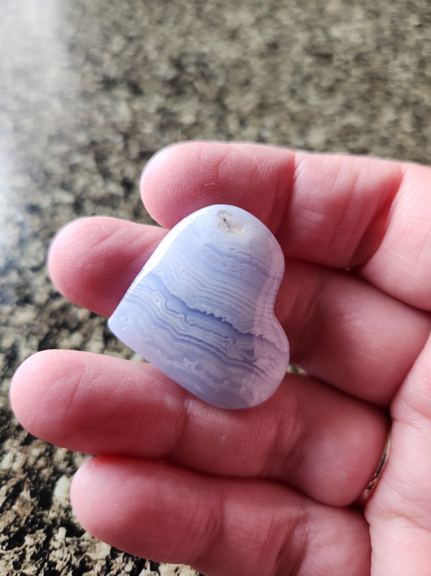 Gorgeous AAA Blue Lace Agate Crystal Stone Small Heart with Druzy Cave Portal