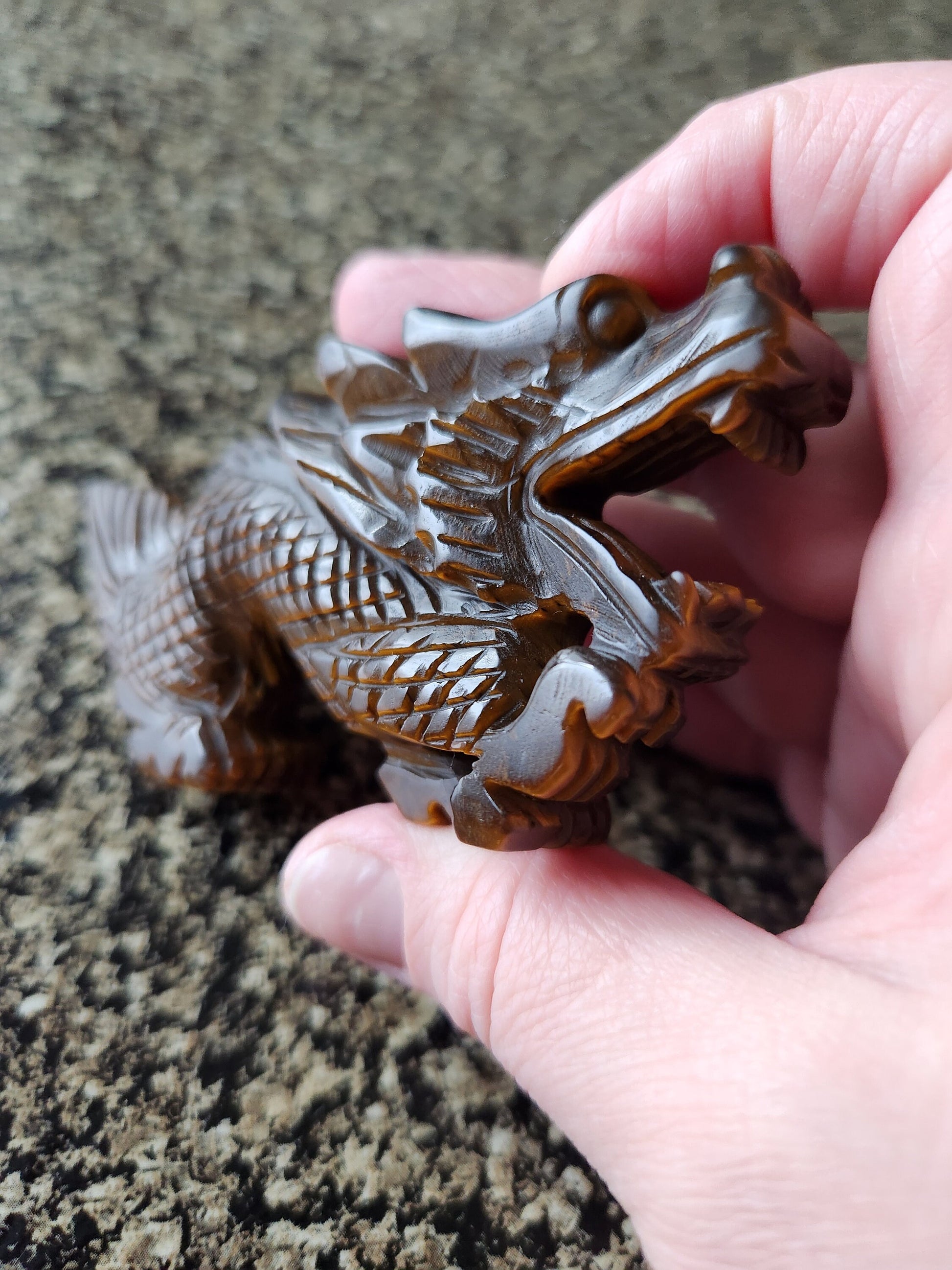 Crazy Cool Beautiful Juicy Tigers Eye Crystal Dragon Carving Year of the Dragon, Tiger Eye, DnD