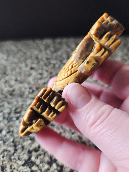 Tiger's Eye Crystal Dragon Carving: Hand Carved, Year of the Dragon, DND