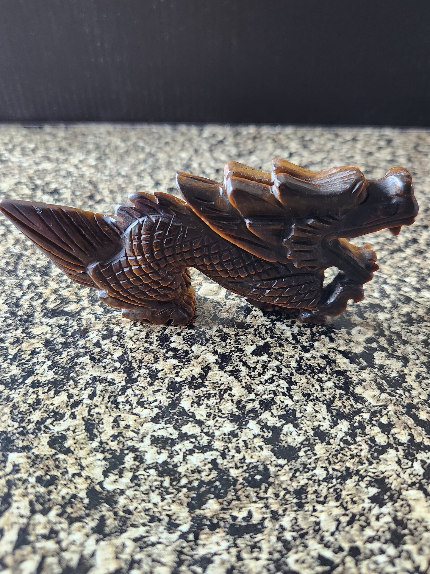 Crazy Cool Beautiful Juicy Tigers Eye Crystal Dragon Carving Year of the Dragon, Tiger Eye, DnD