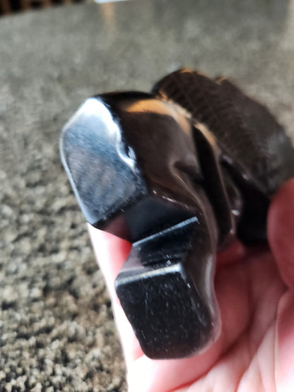 Silver Sheen Obsidian Angel: Natural Stone Fairy Crystal