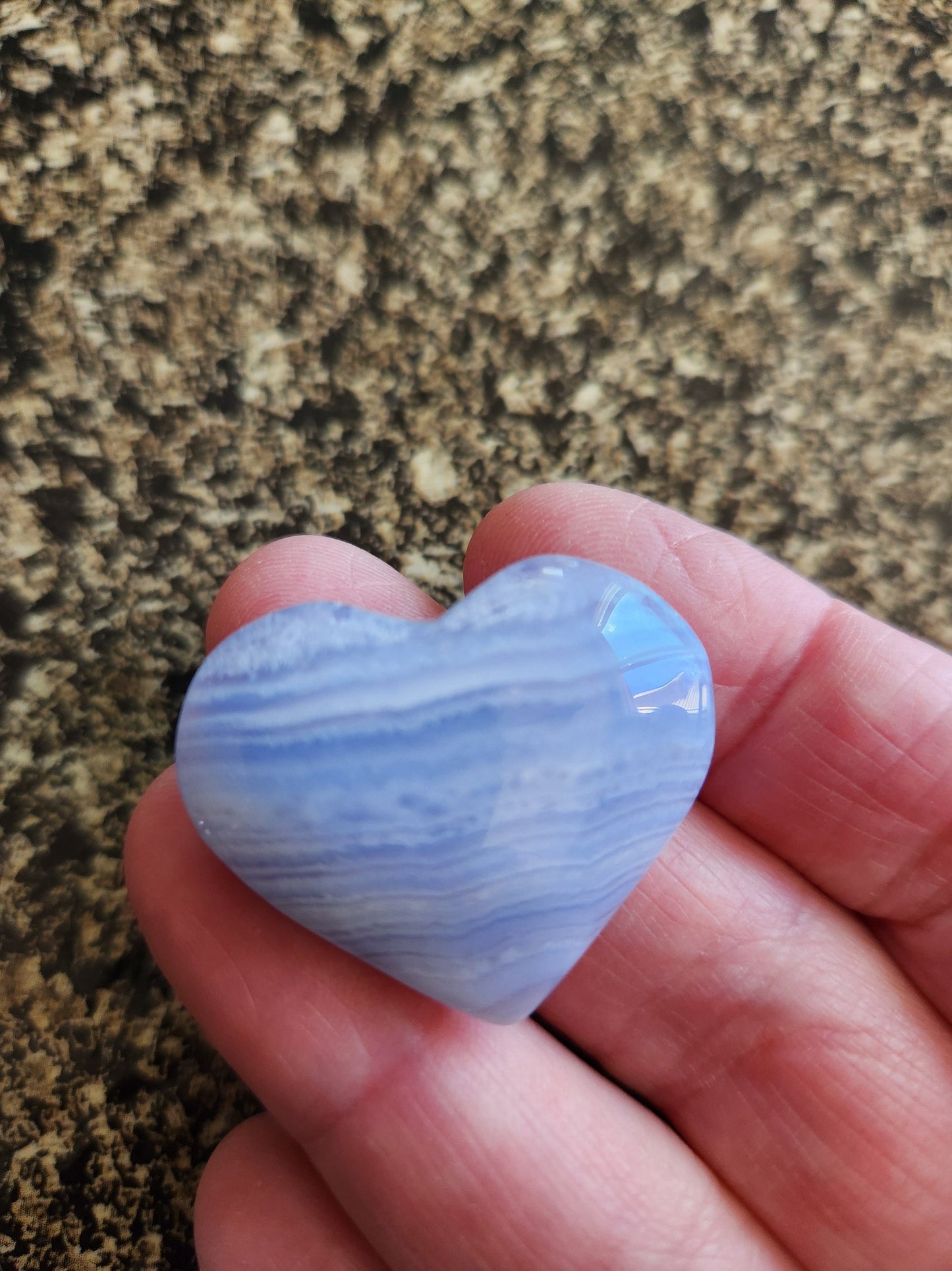 AAA Blue Lace Agate Crystal Heart: Banded Stone