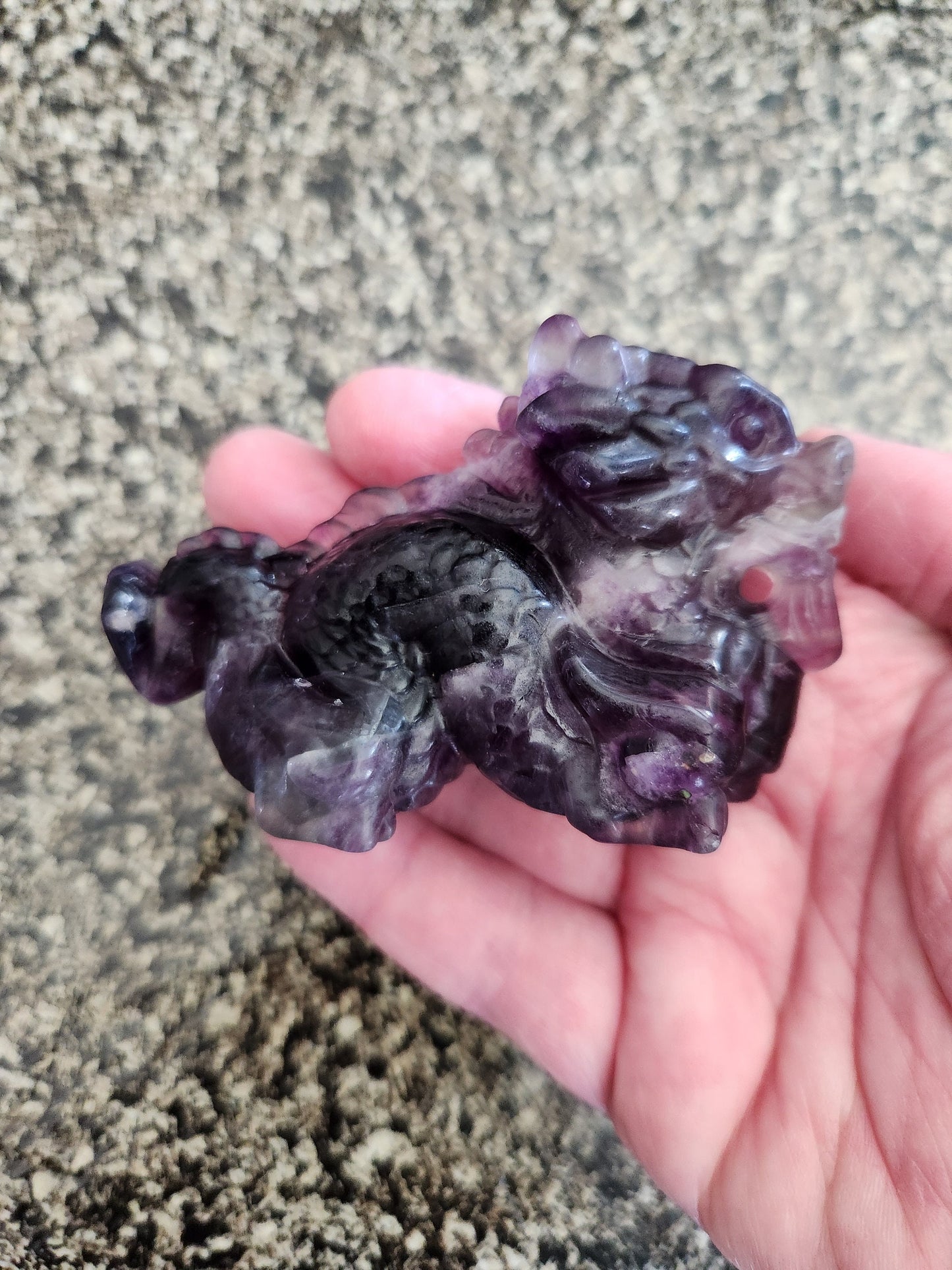 Crazy Cool Beautiful AAA Natural Purple Fluorite Crystal Carved Dragon, Year of the Dragon