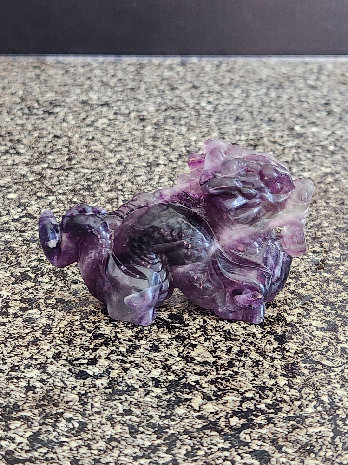 Crazy Cool Beautiful AAA Natural Purple Fluorite Crystal Carved Dragon, Year of the Dragon