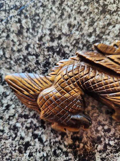Tigers Eye Crystal Dragon Carving: Hand Carved Year of the Dragon