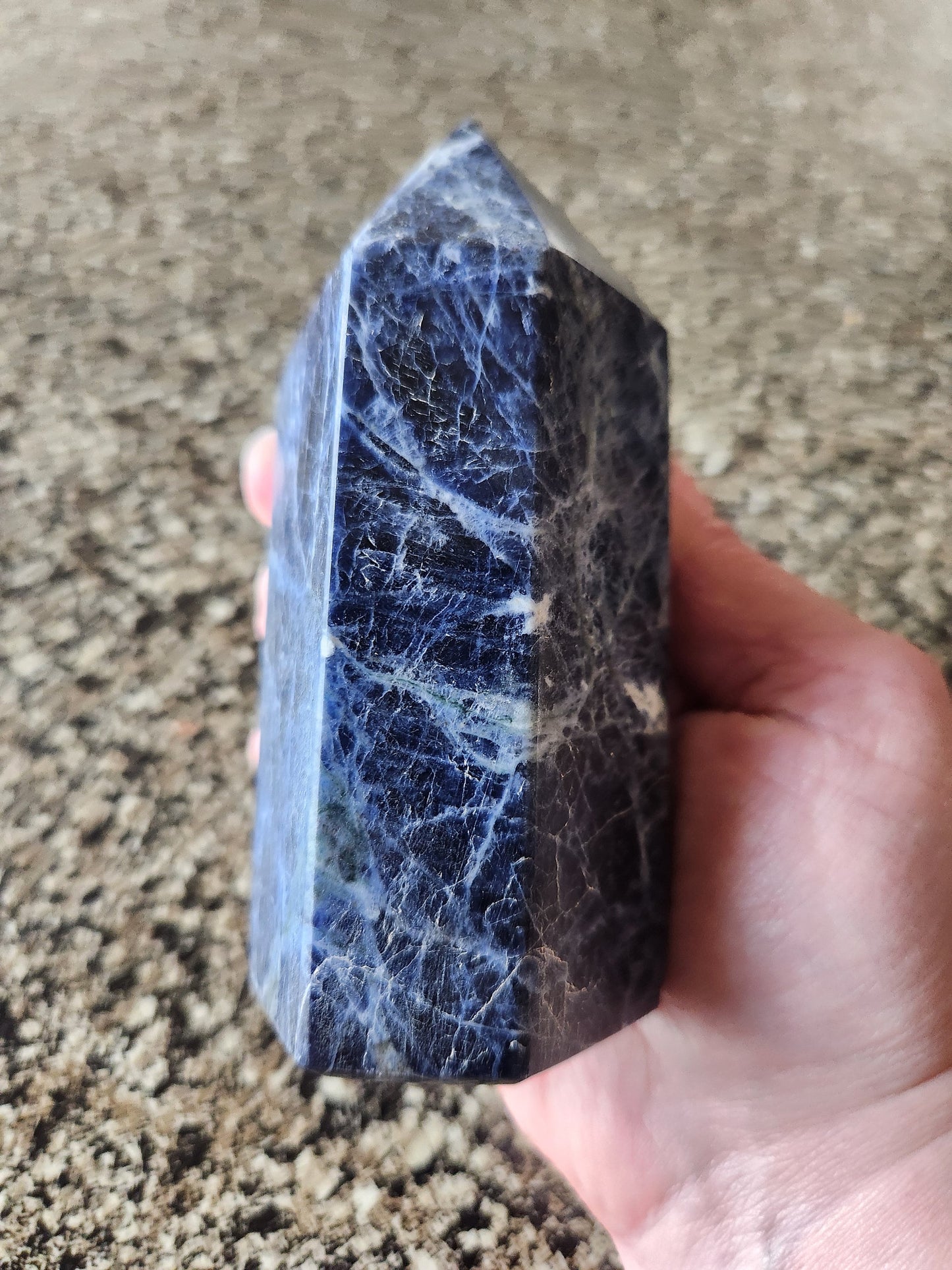 Gorgeous AAA High Polished Six Sided Sodalite Crystal Tower