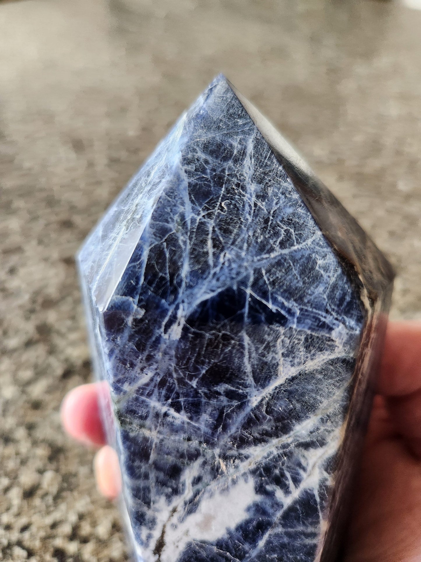 Gorgeous AAA High Polished Six Sided Sodalite Crystal Tower