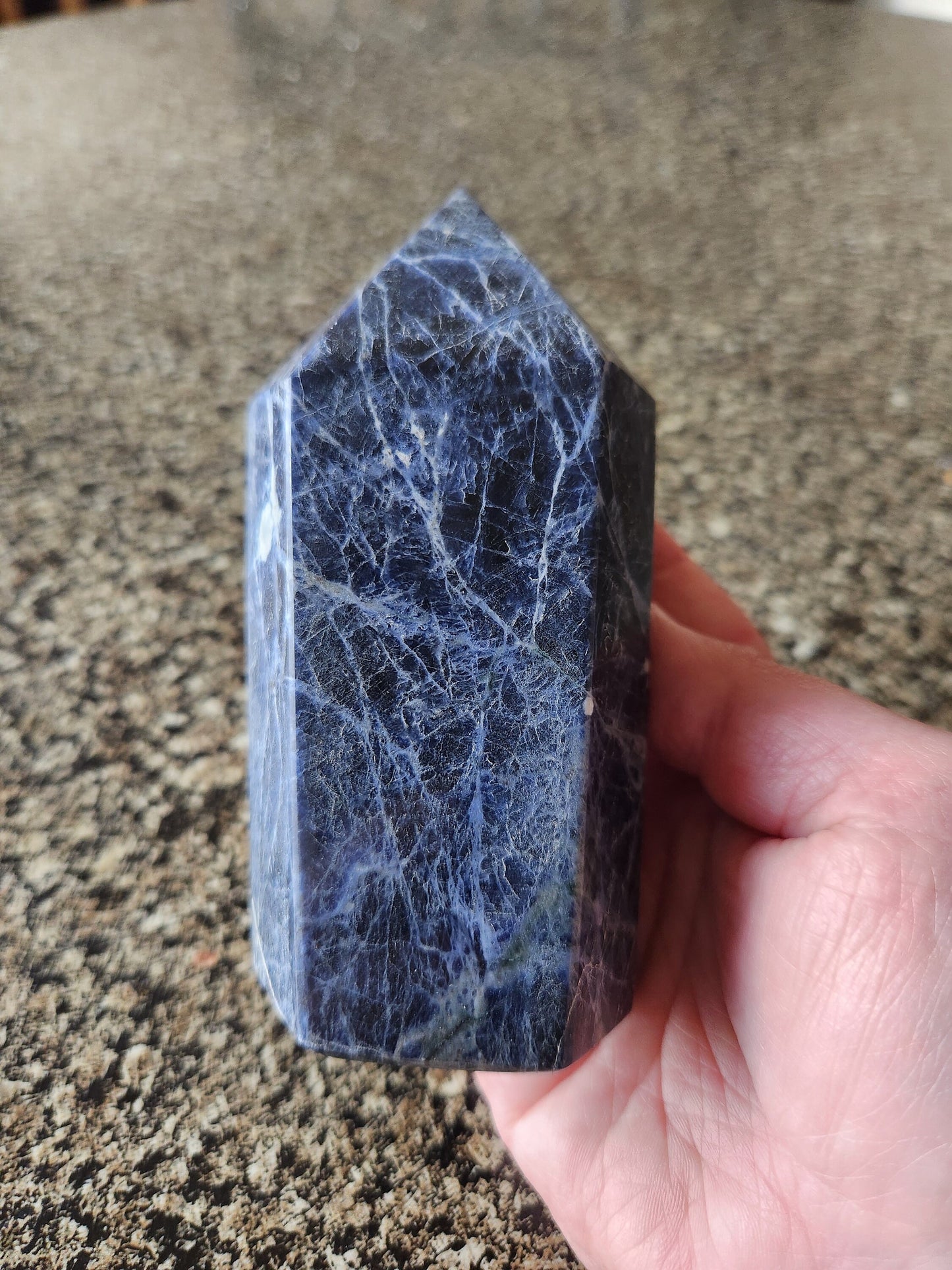 Gorgeous AAA High Polished Six Sided Sodalite Crystal Tower