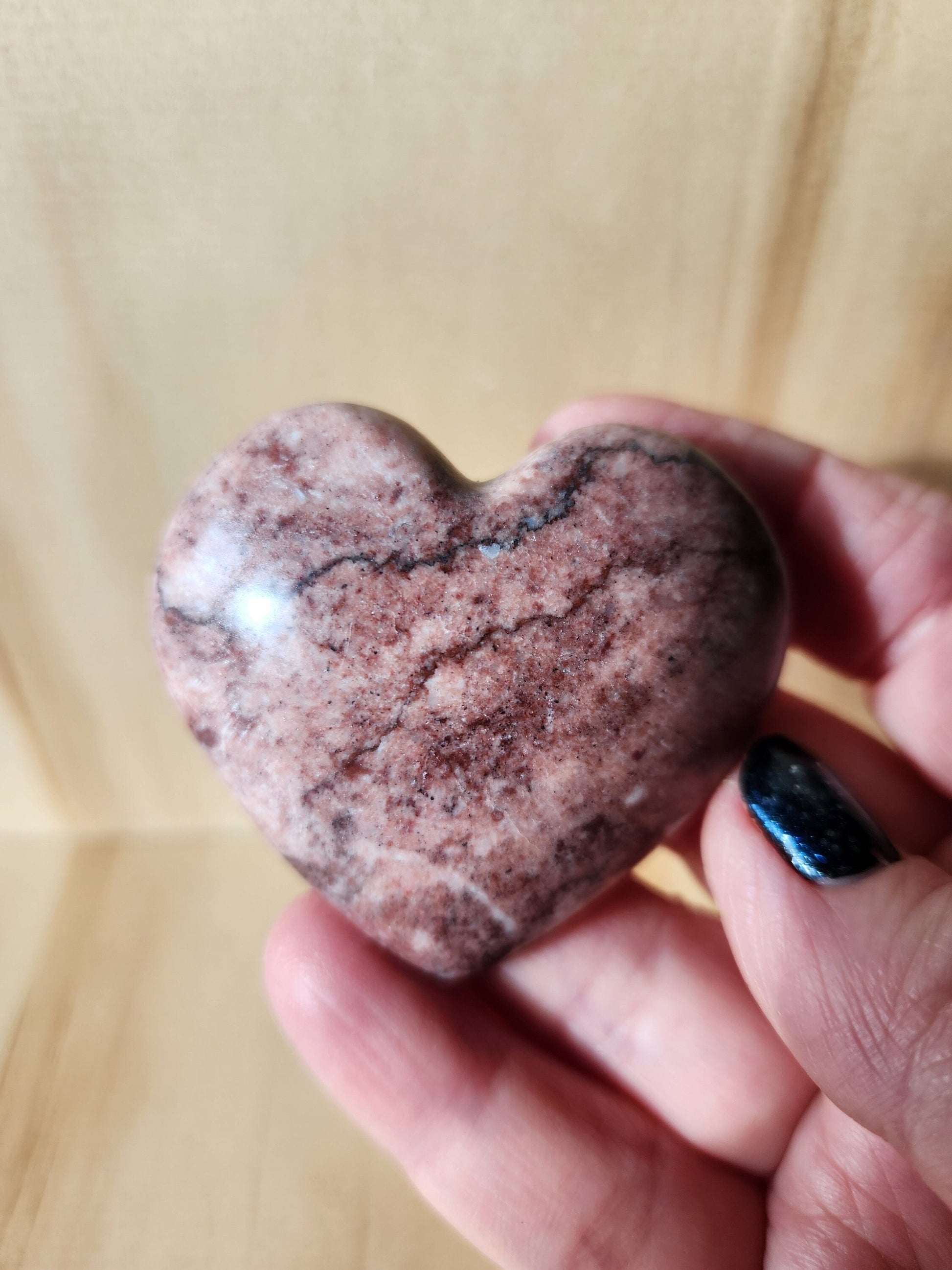 Gorgeous AAA Buttery High Polished Strawberry Onyx Crystal Heart