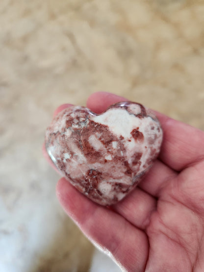 Gorgeous AAA Buttery High Polished Strawberry Onyx Crystal Heart with Druzy
