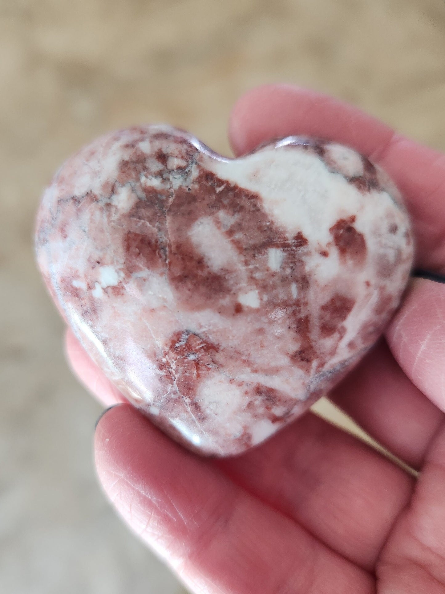 Gorgeous AAA Buttery High Polished Strawberry Onyx Crystal Heart with Druzy