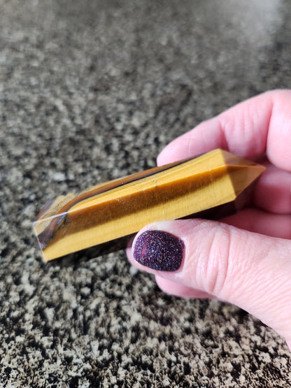 Tigers Eye Mini Tower with Hematite: Golden Shimmer Crystal