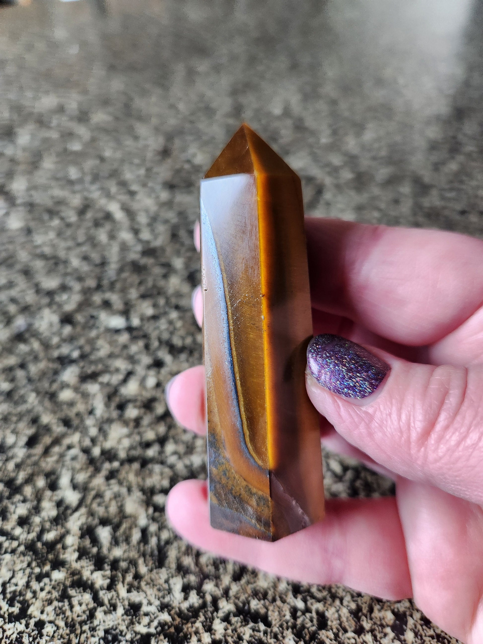 Tigers Eye Mini Tower with Hematite: Golden Shimmer Crystal