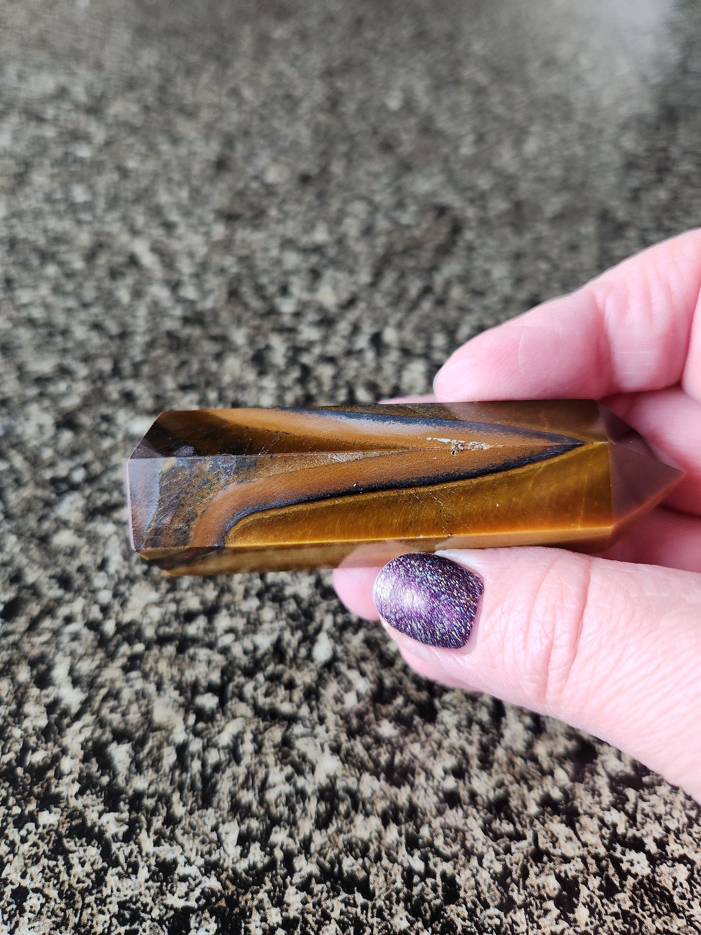 Tigers Eye Mini Tower with Hematite: Golden Shimmer Crystal