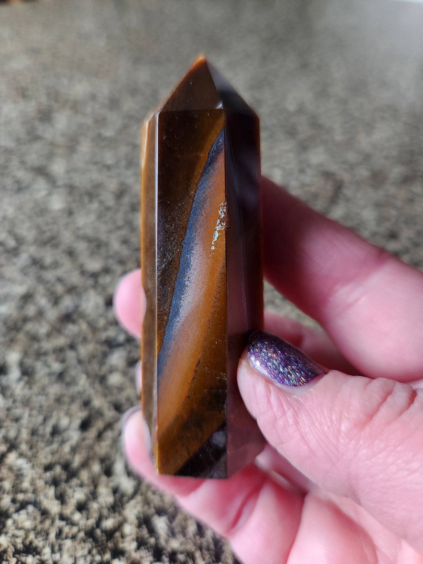 Tigers Eye Mini Tower with Hematite: Golden Shimmer Crystal