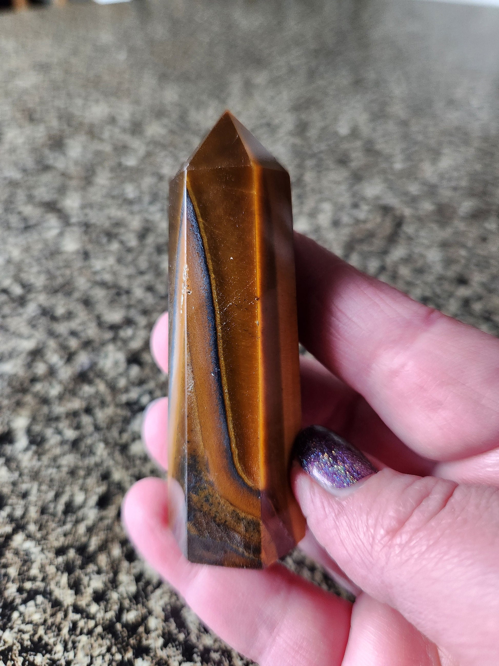 Tigers Eye Mini Tower with Hematite: Golden Shimmer Crystal