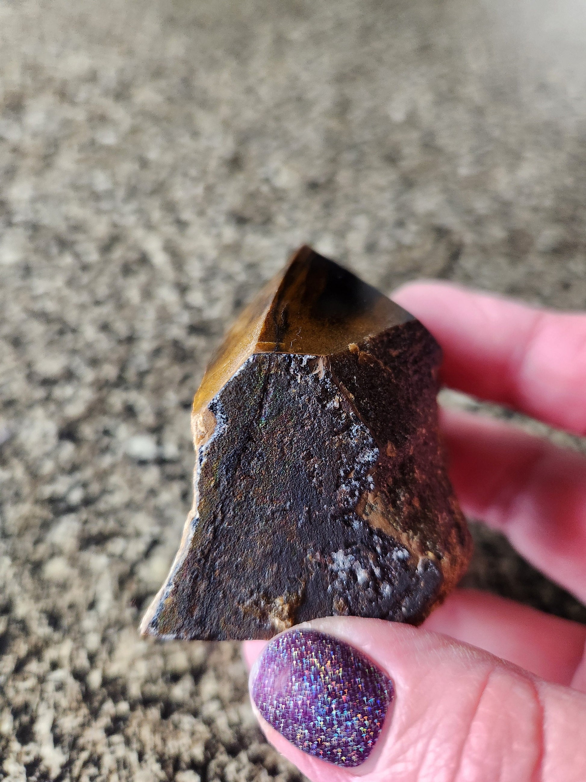 Polished Tigers Eye Crystal with Red Jasper & Hematite