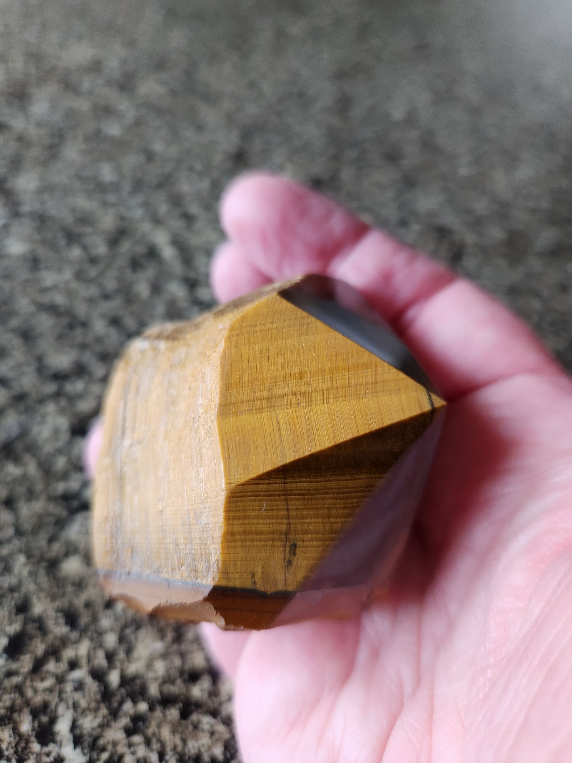 Polished Tigers Eye Crystal with Red Jasper & Hematite