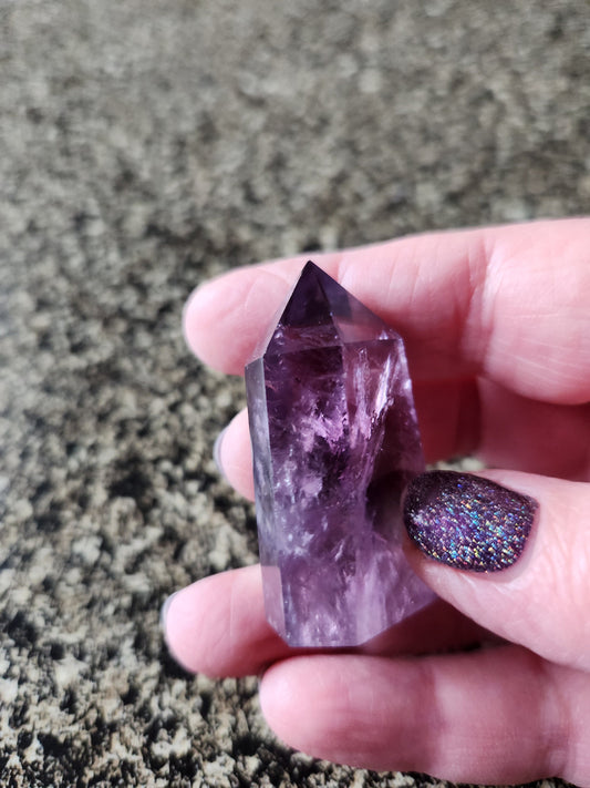 Gorgeous AAA Dark Purple Amethyst Ametrine Crystal 6 Pointed Mini Tower, Point