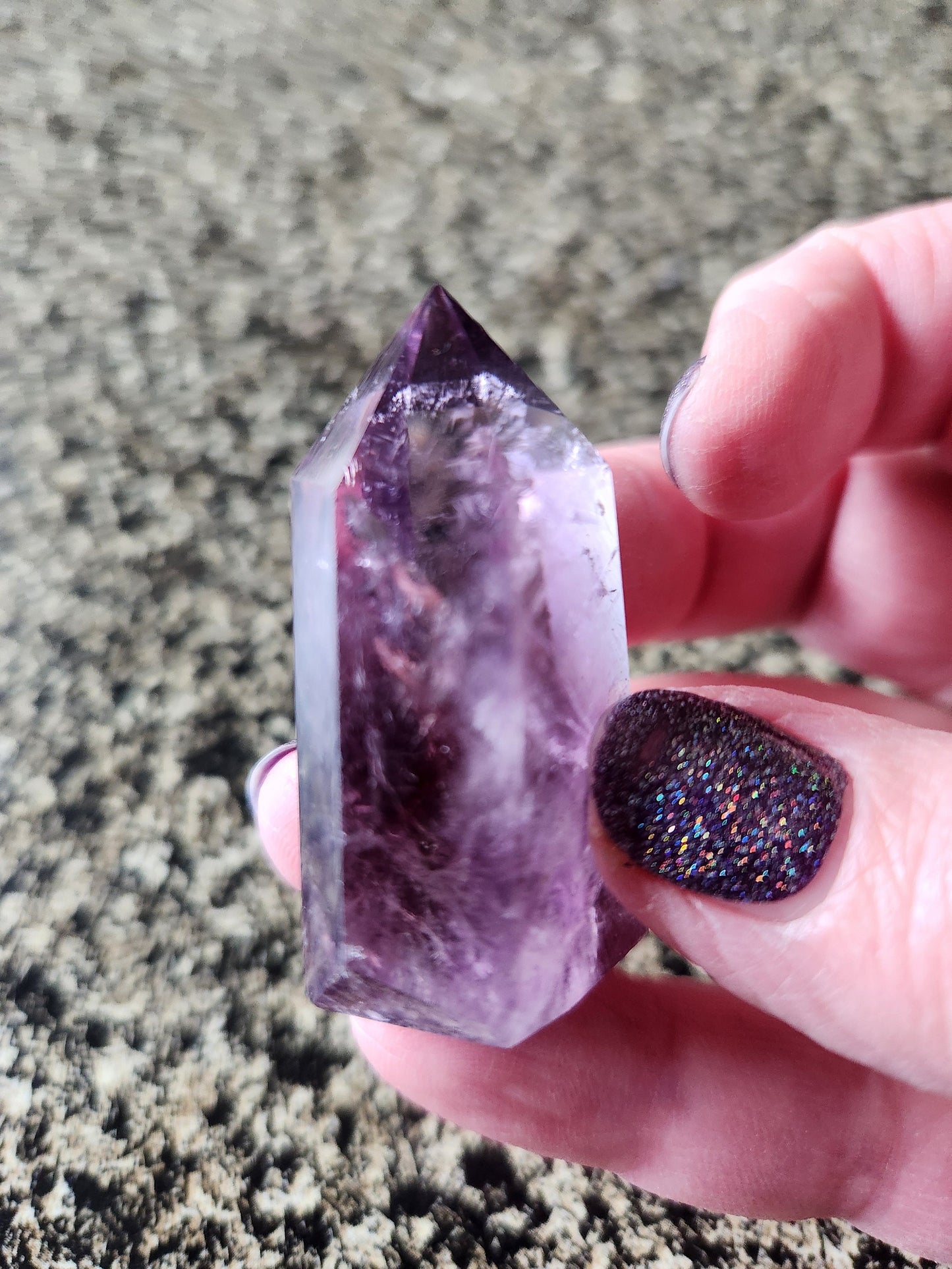 Gorgeous AAA Dark Purple Amethyst Ametrine Crystal 6 Pointed Mini Tower, Point