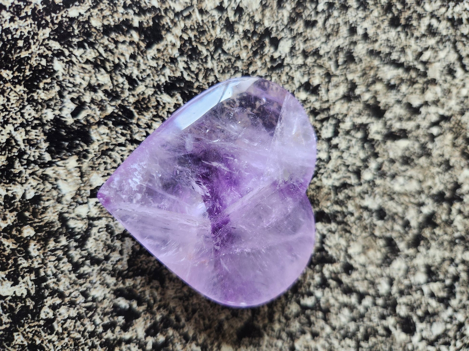 Gorgeous AAA Purple Amethyst Ametrine Crystal Carved Heart