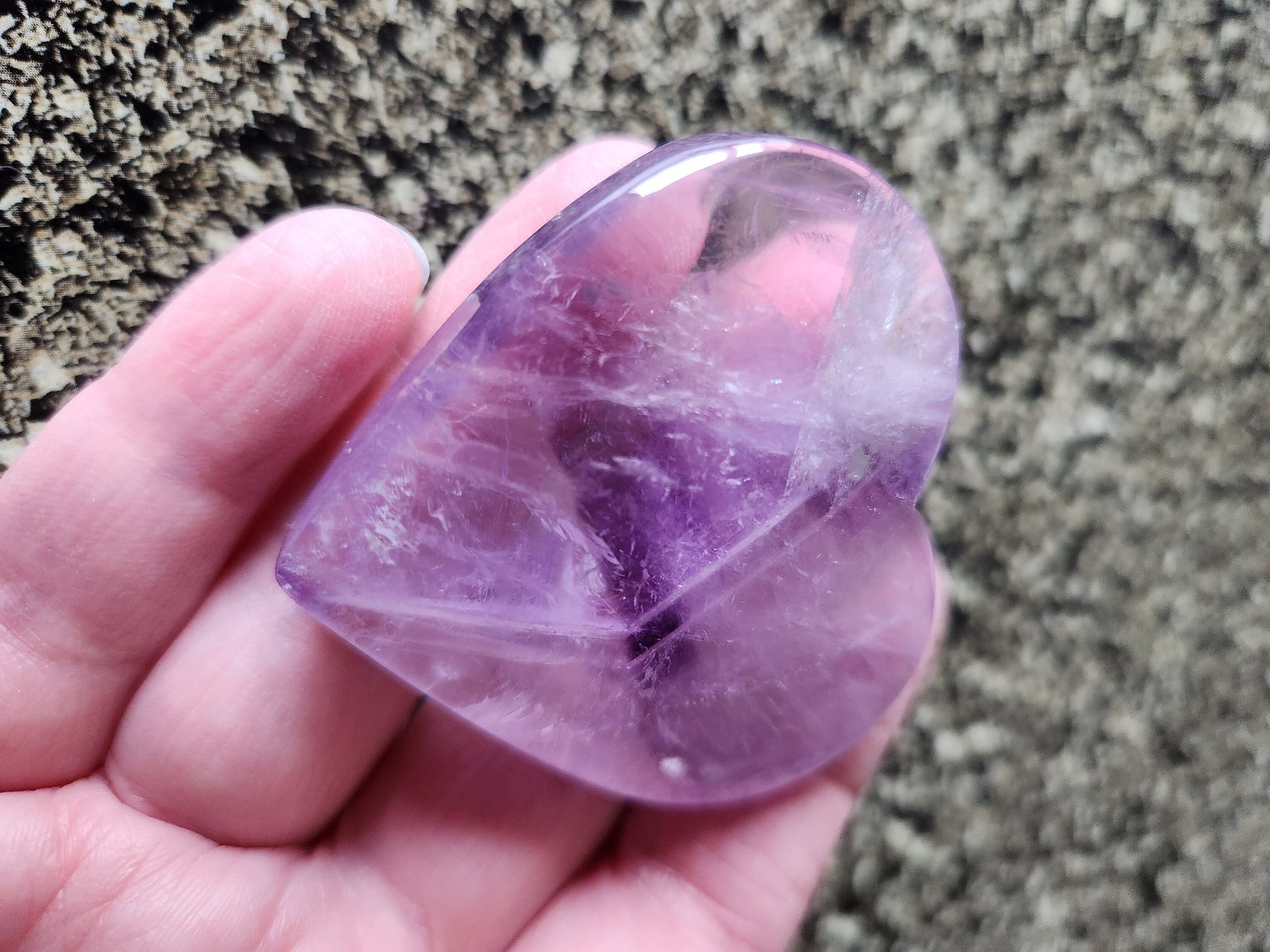 Gorgeous AAA Purple Amethyst Ametrine Crystal Carved Heart