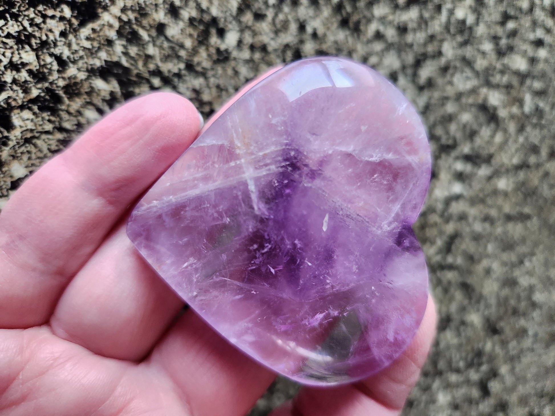 Gorgeous AAA Purple Amethyst Ametrine Crystal Carved Heart