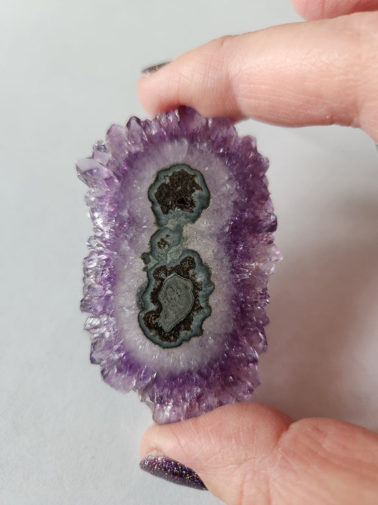 Gorgeous AAA Purple Amethyst Slice Crystal Specimen with  Beautiful Points and stand