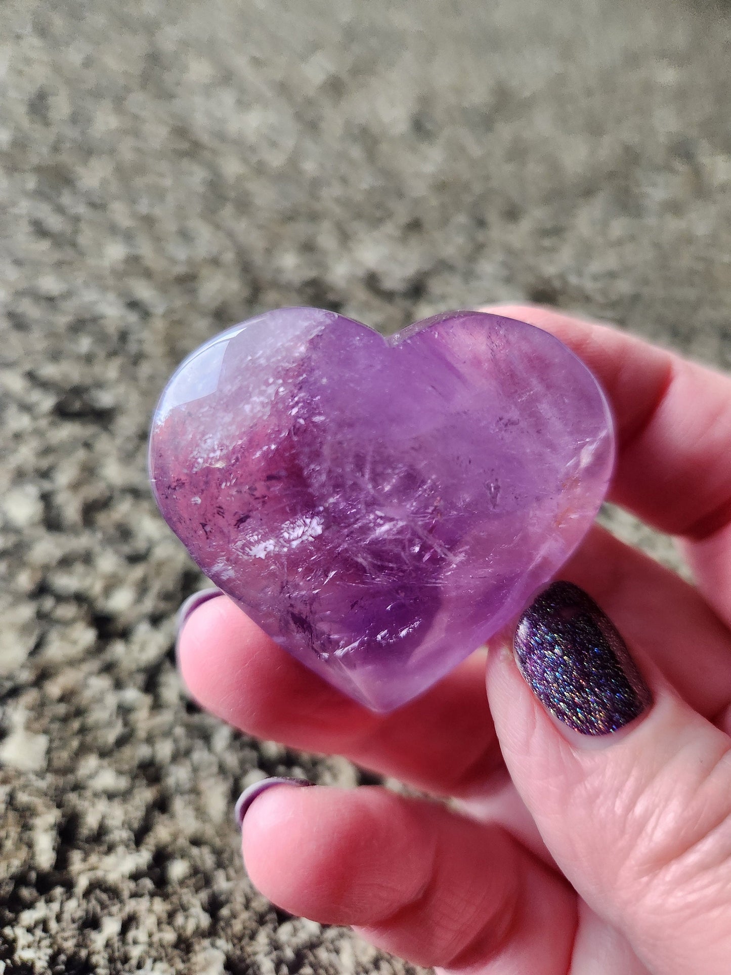 AAA Purple Ametrine Crystal Carved Heart