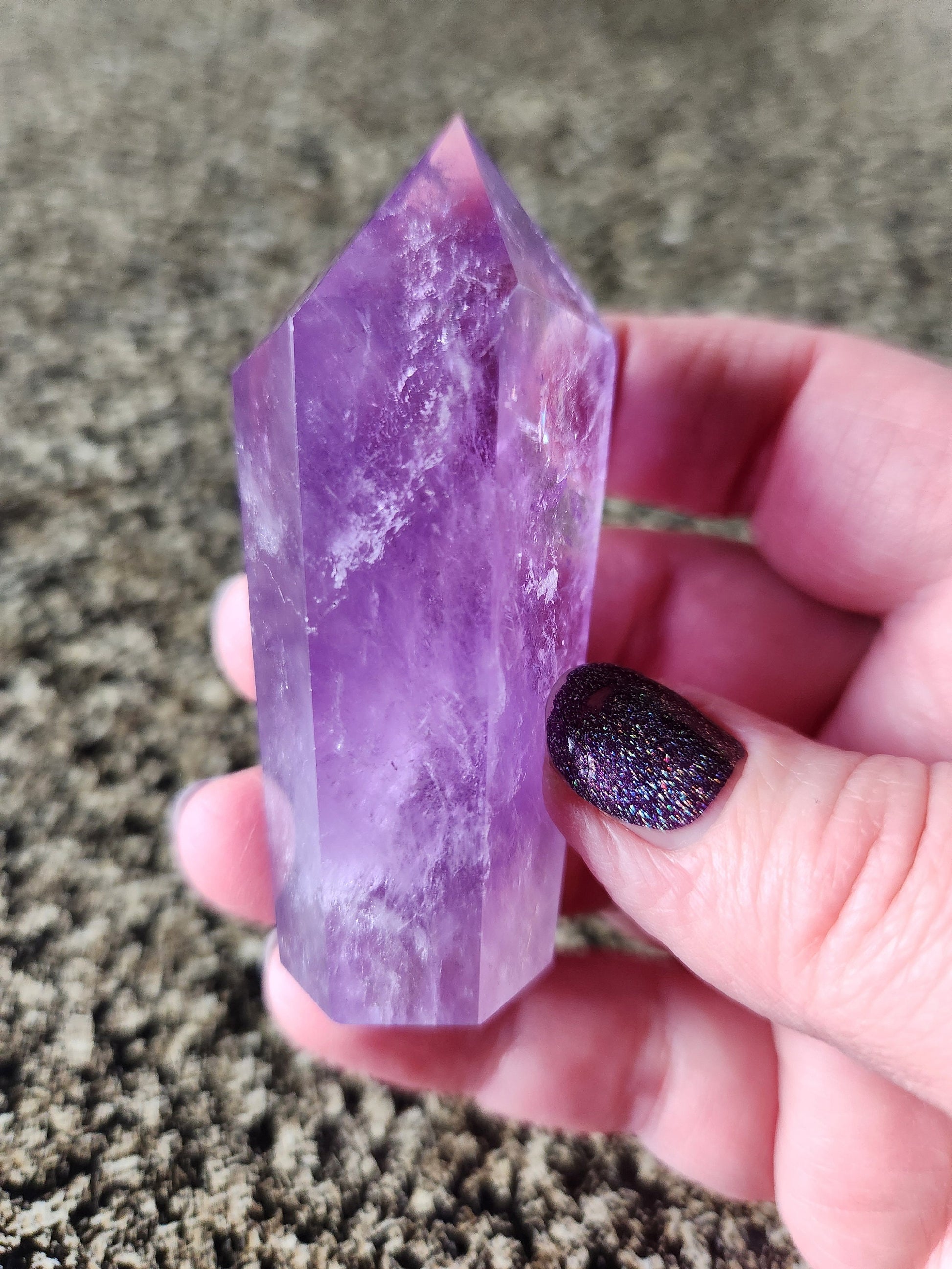 Dark Purple Amethyst Ametrine Crystal Point Tower: 6-Point Generator