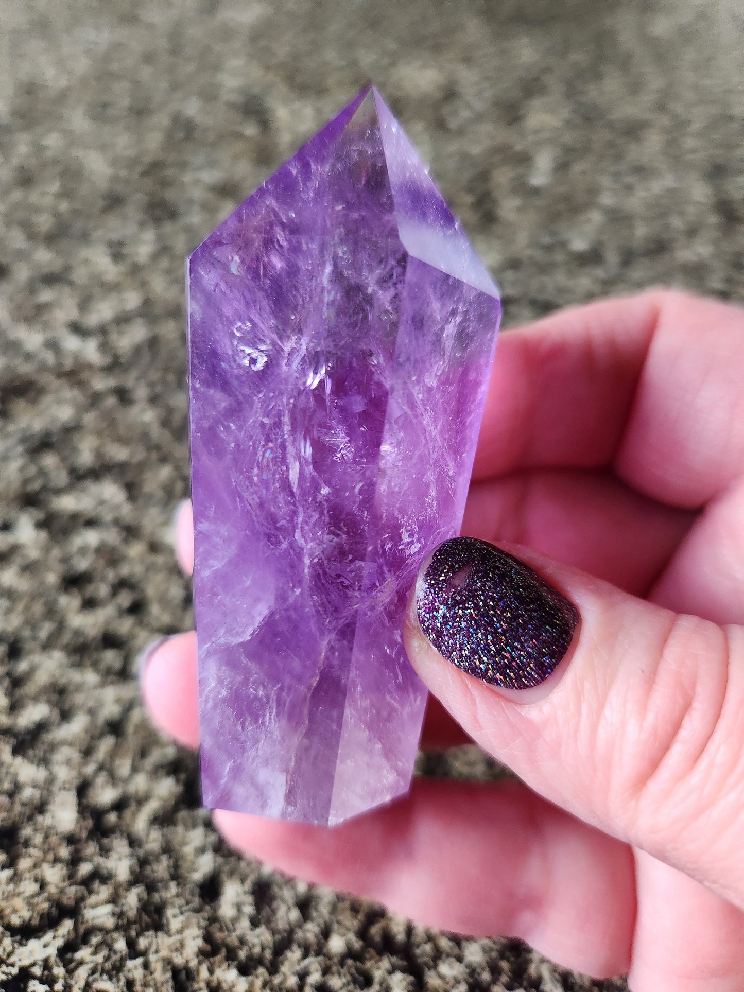 Dark Purple Amethyst Ametrine Crystal Point Tower: 6-Point Generator