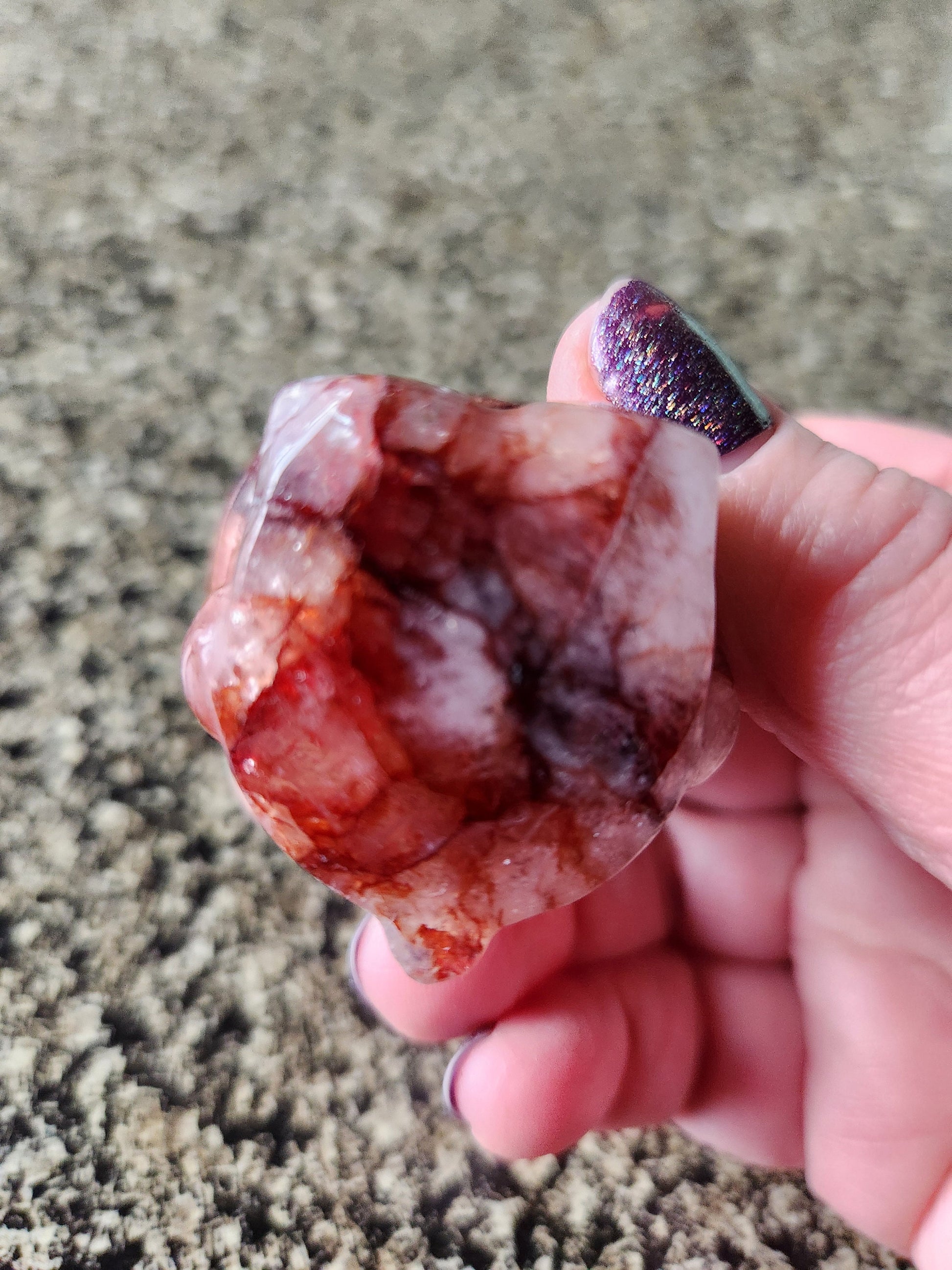 Carved Fire Quartz Hello Kitty Crystal Stone: Natural Healing Decor