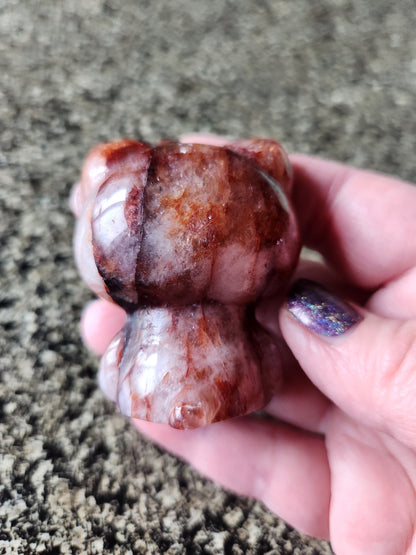 Carved Fire Quartz Hello Kitty Crystal Stone: Natural Healing Decor