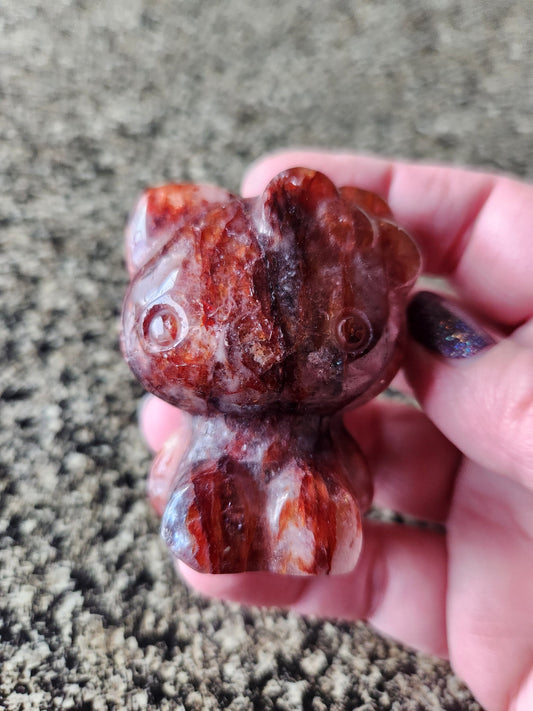 Carved Fire Quartz Hello Kitty Crystal Stone: Natural Healing Decor