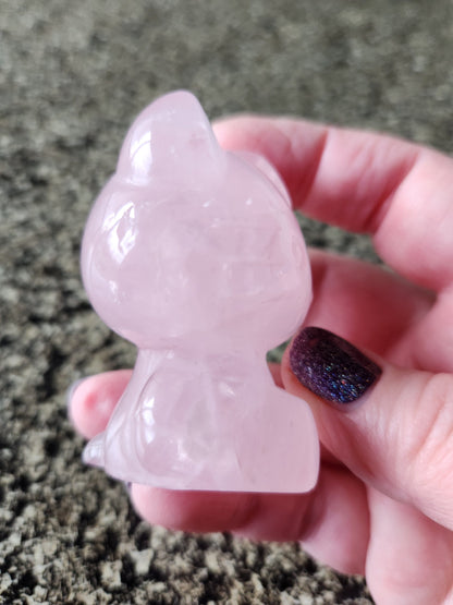 Carved Star Rose Quartz Hello Kitty Crystal Stone
