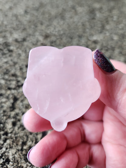 Carved Star Rose Quartz Hello Kitty Crystal Stone