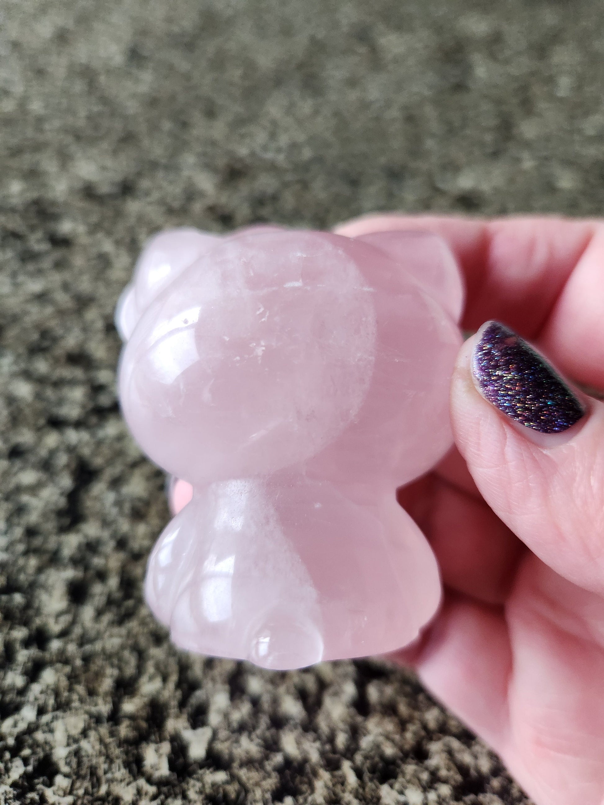 Carved Star Rose Quartz Hello Kitty Crystal Stone