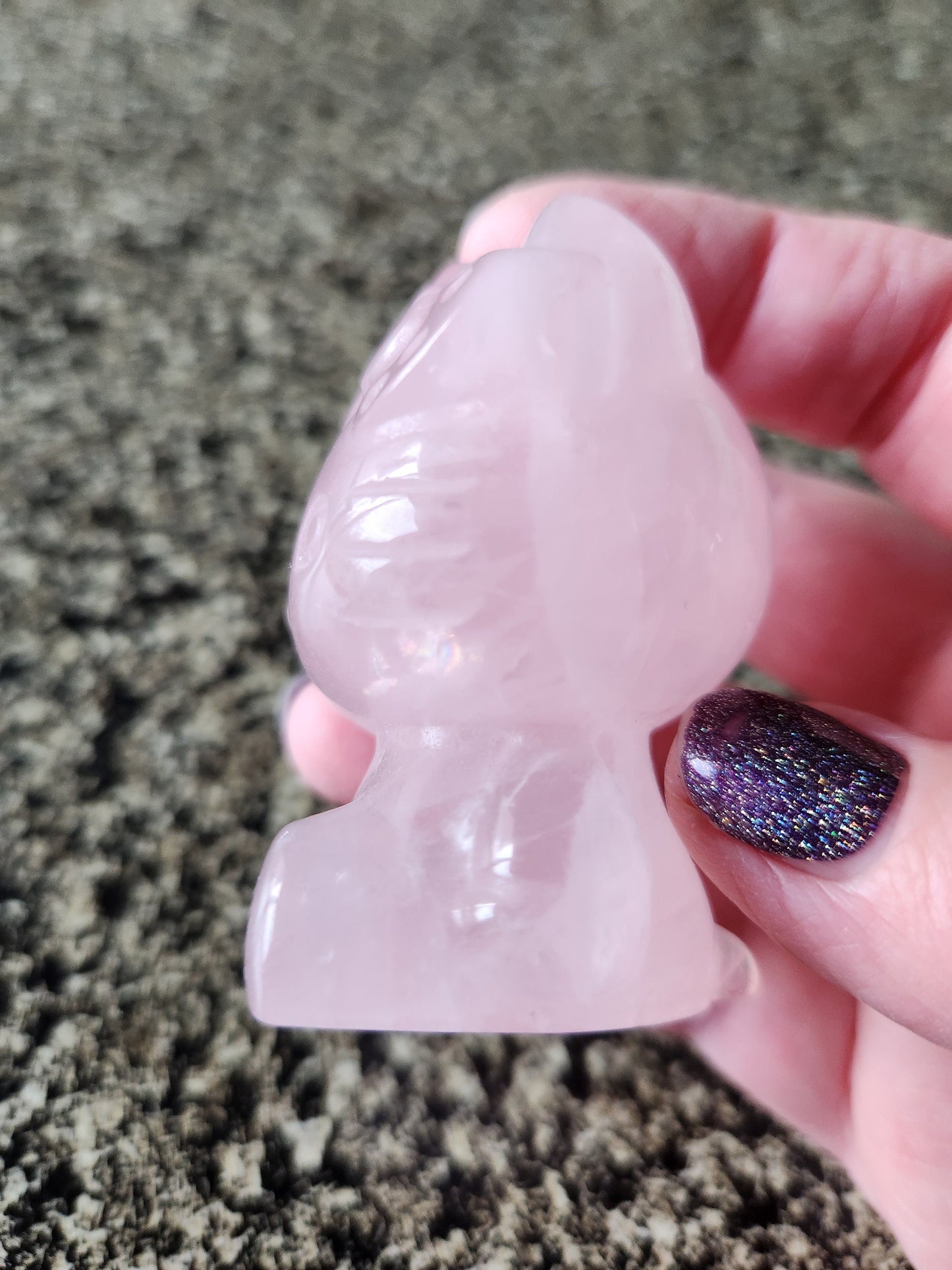 Carved Star Rose Quartz Hello Kitty Crystal Stone