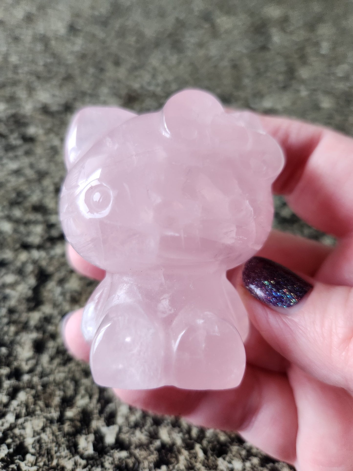 Gorgeous Star Rose Quartz Carved Hello Kitty Crystal Stone