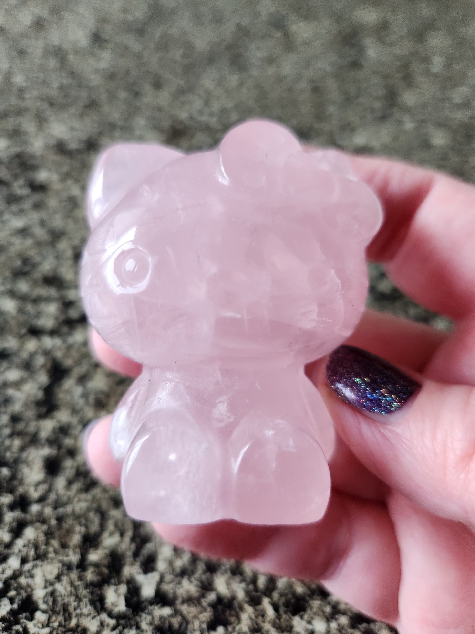 Carved Star Rose Quartz Hello Kitty Crystal Stone