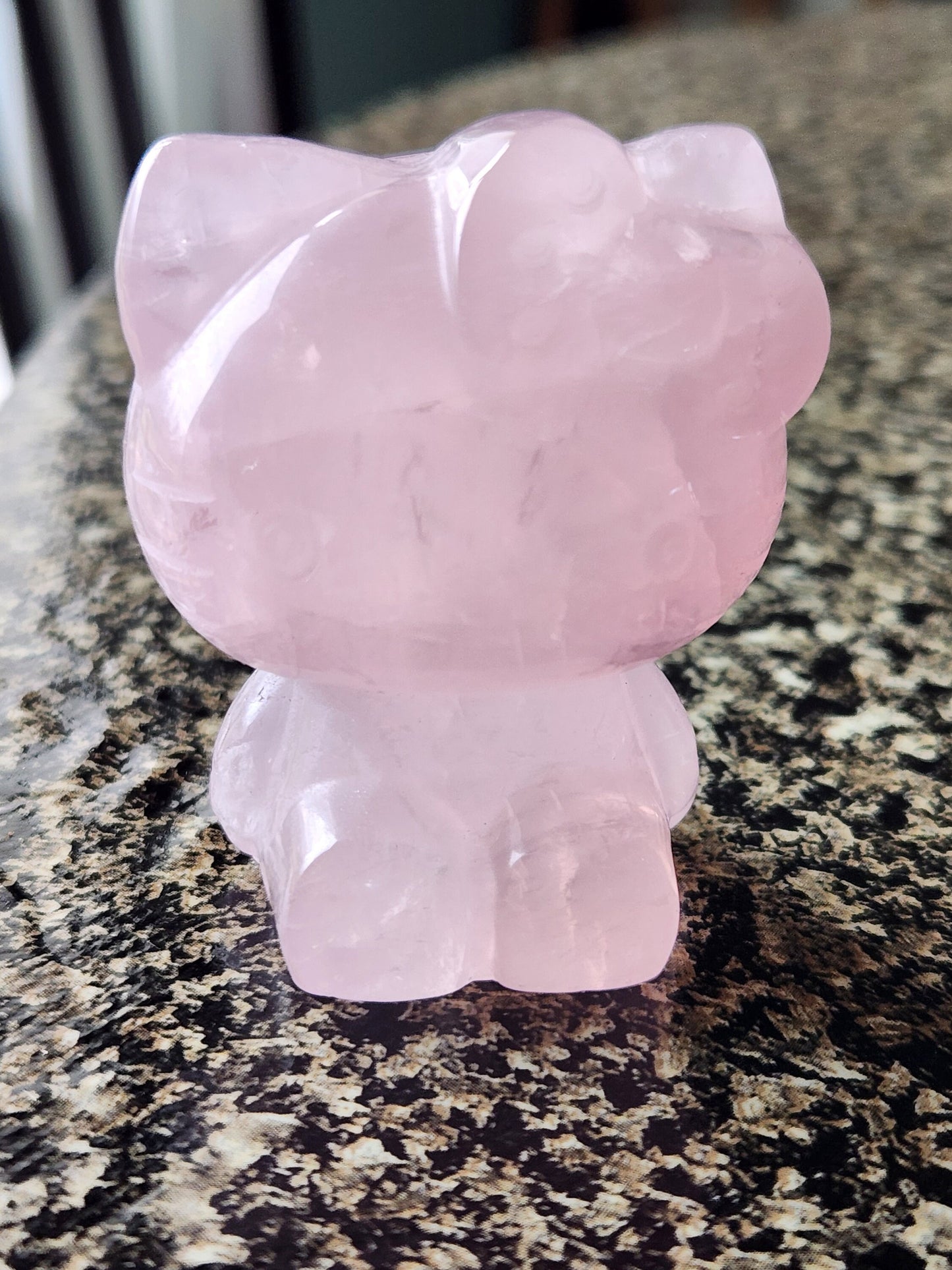 Carved Star Rose Quartz Hello Kitty Crystal Stone